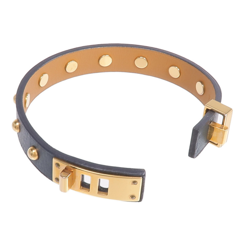 HERMES Swift皮革Mini Dog Clous Ronds Bracelet手鏈Vert Cypress-6