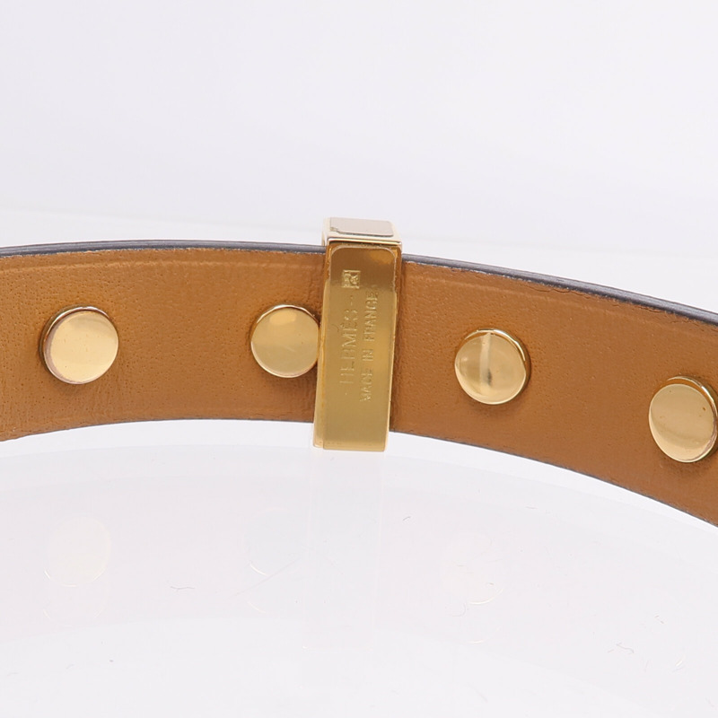 HERMES Swift皮革Mini Dog Clous Ronds Bracelet手鏈Vert Cypress-9