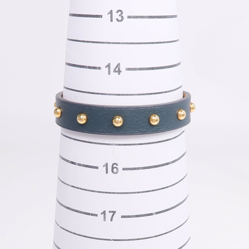 HERMES Swift皮革Mini Dog Clous Ronds Bracelet手鏈Vert Cypress-10