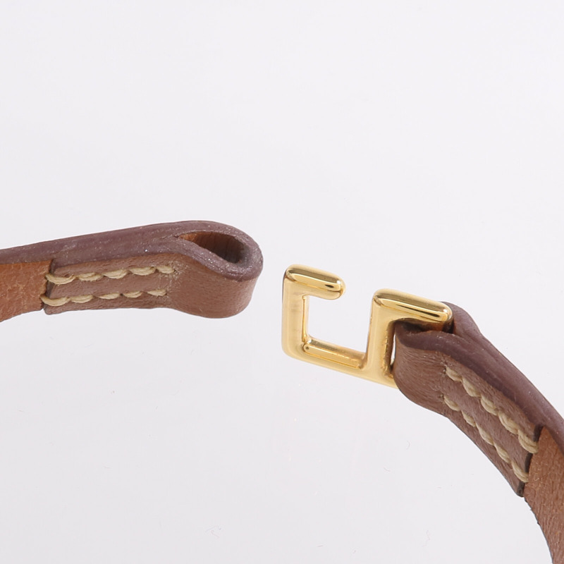 HERMES Swift皮革Mini Rivale Bracelet手帶Gold-5