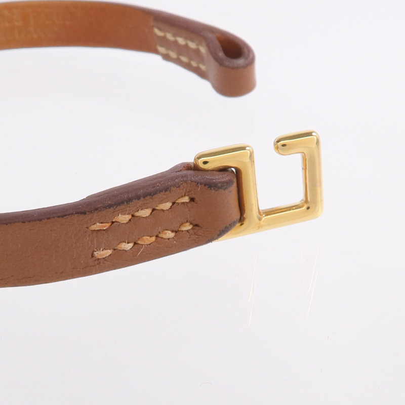 HERMES Swift皮革Mini Rivale Bracelet手帶Gold-6