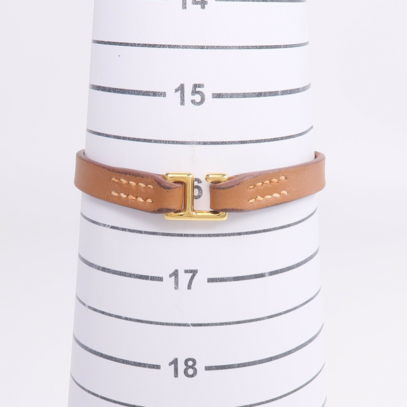 HERMES Swift皮革Mini Rivale Bracelet手帶Gold-9