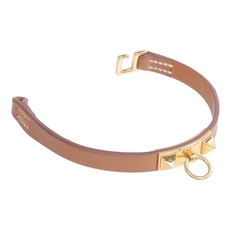 HERMES Swift皮革Mini Rivale Bracelet手帶Gold-10