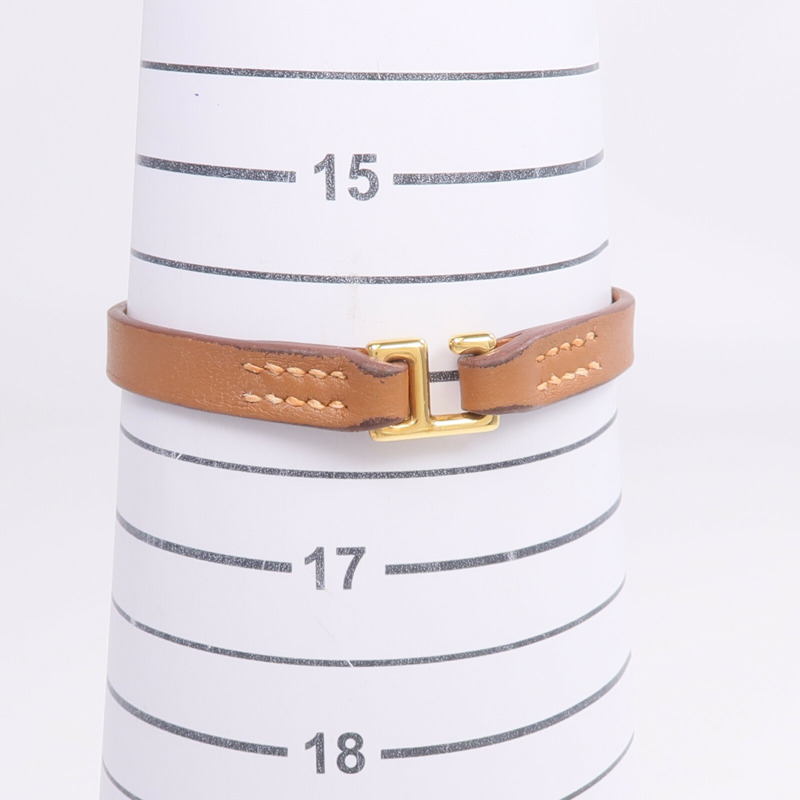 HERMES Swift皮革Mini Rivale Bracelet手帶Gold-12