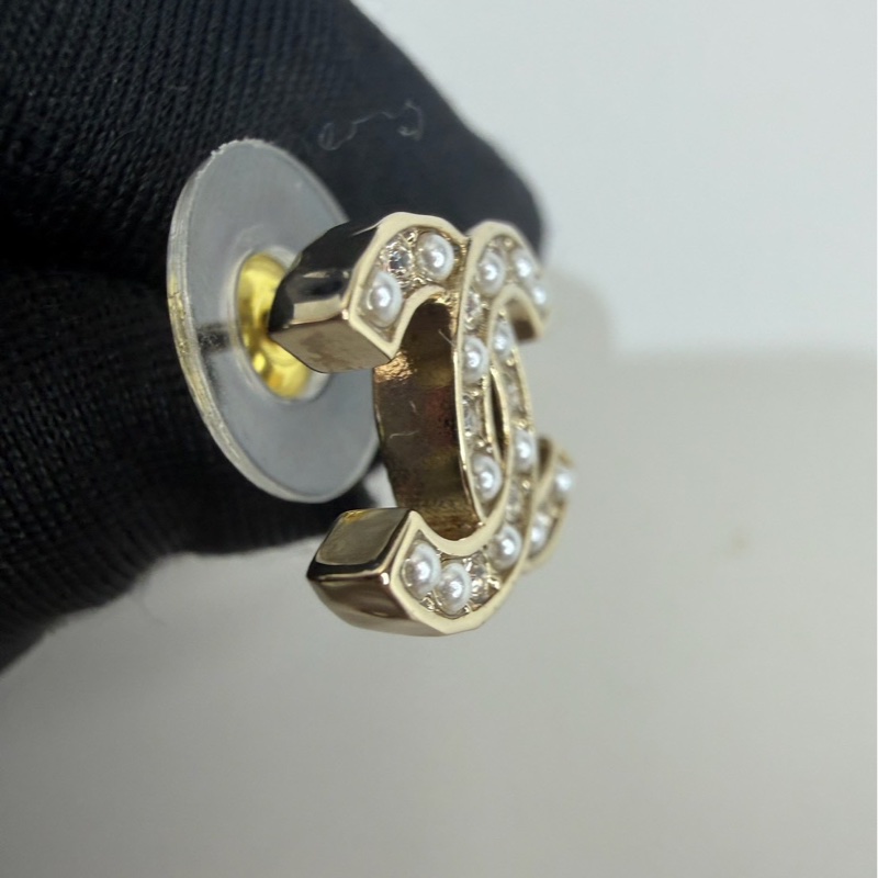 CHANEL|珍珠水鑽耳釘-7