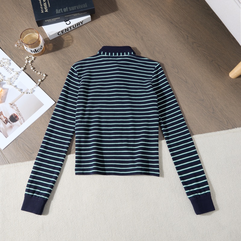 Celine藏青條紋Polo衫-8