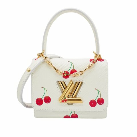 Louis Vuitton x TM Twist PM 櫻桃印花EPI牛皮二用包(M13239-白)
