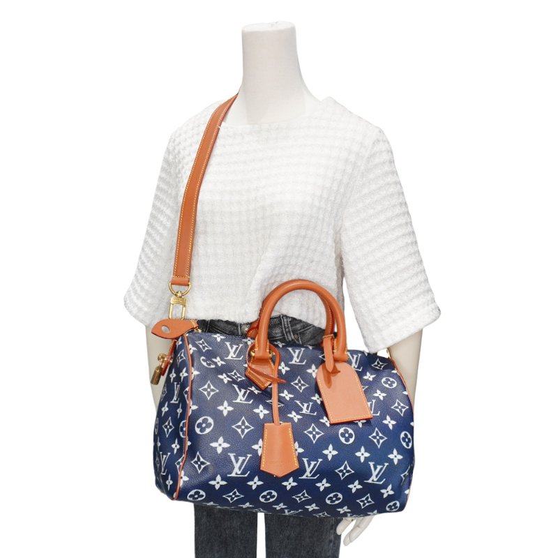 Louis Vuitton Speedy P9 30 牛皮二用波士頓包(M15282-深藍)-5