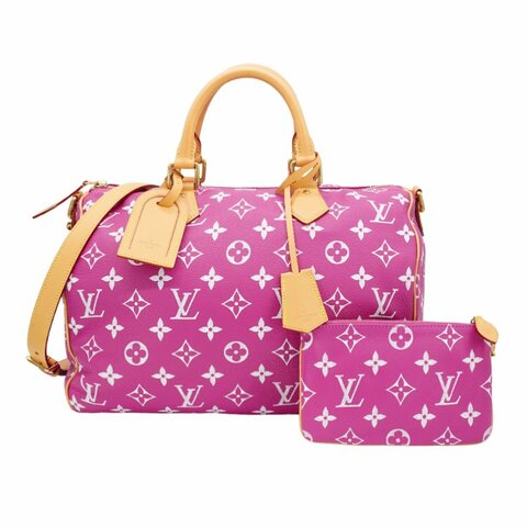 Louis Vuitton 展示品 Speedy P9 40 小牛皮手提斜背二用包(M11563-粉紅/紫)
