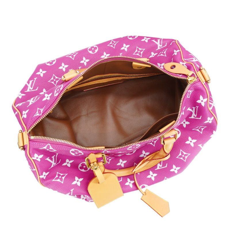 Louis Vuitton 展示品 Speedy P9 40 小牛皮手提斜背二用包(M11563-粉紅/紫)-4