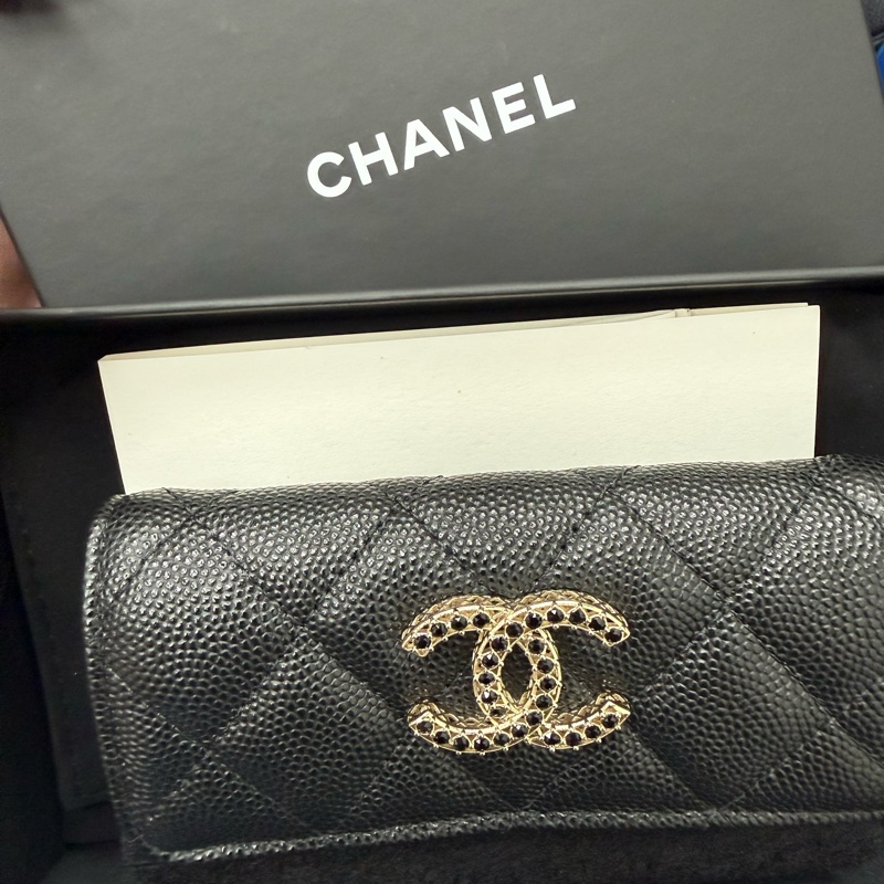 Chanel 單層卡包 黑鑽Logo 經典限定款-3