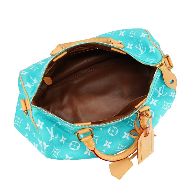 Louis Vuitton 展示品 Speedy P9  40 小牛皮手提斜背二用包(M11564-綠松石)-4