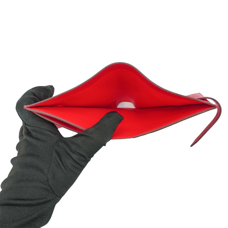 Hermes Bearn Epsom 牛皮銀釦對折短夾(紅)-5