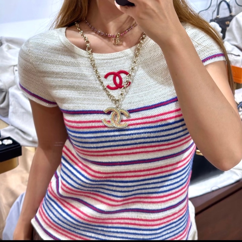 Chanel條紋針織短袖-1