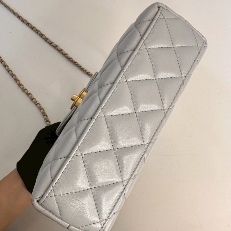 CHANEL|mini Kelly 奶油灰-3