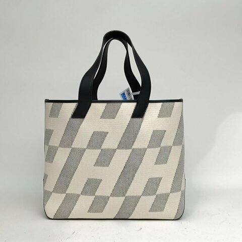 HERMES Cabas4089黑色Swift皮/帆布Z刻肩背包