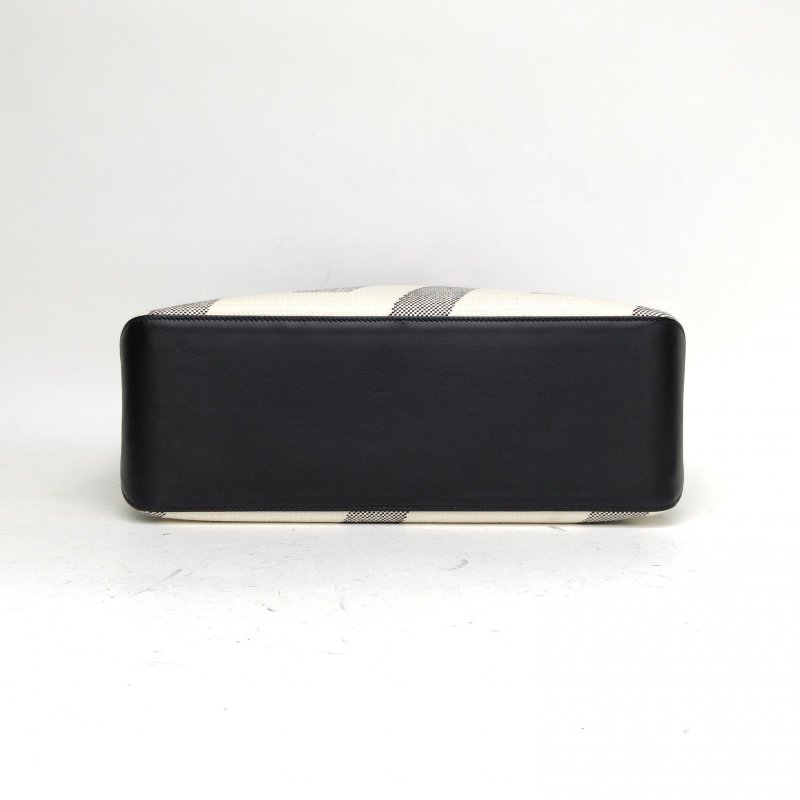 HERMES Cabas4089黑色Swift皮/帆布Z刻肩背包-4