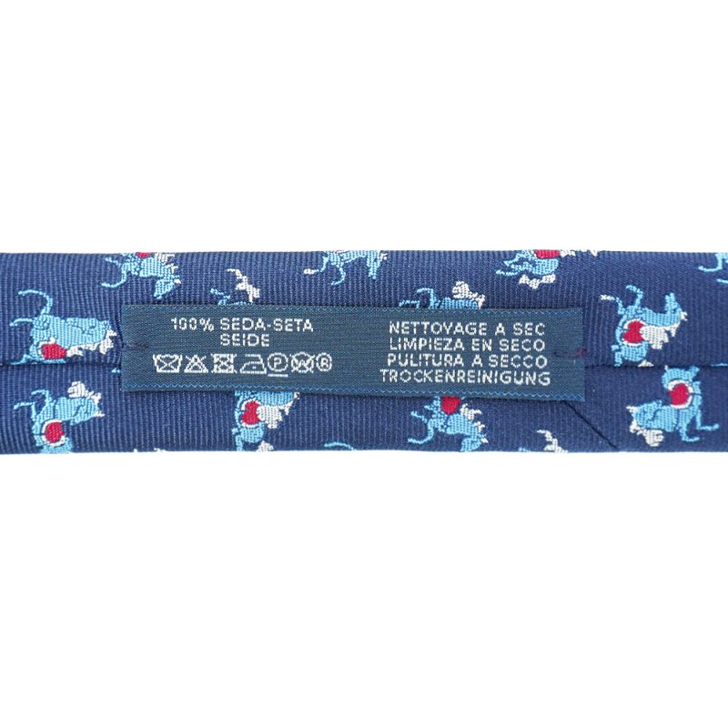Hermes Crazy Poney tie 滿版小馬圖騰真絲領帶(深藍)-4
