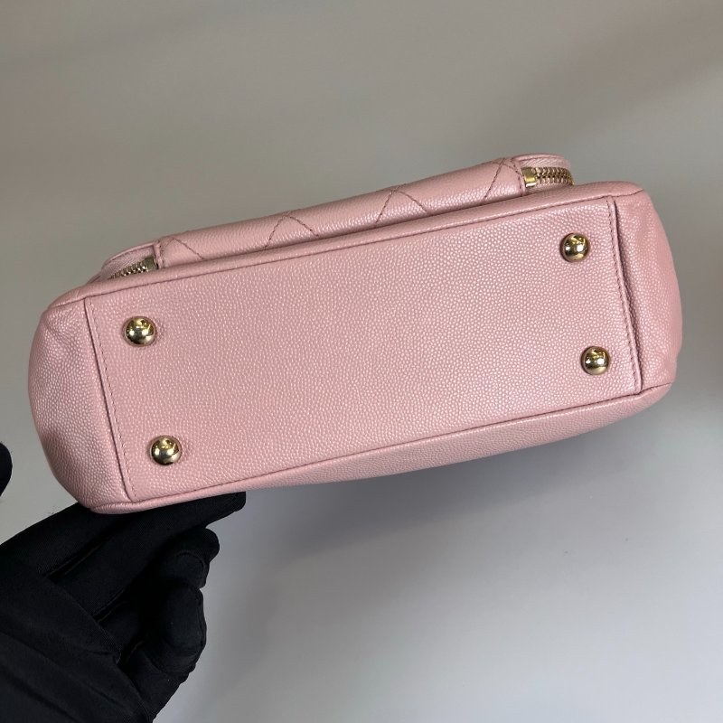 CHANEL 郵差金扣側肩包 荔枝粉 保卡款24開-4