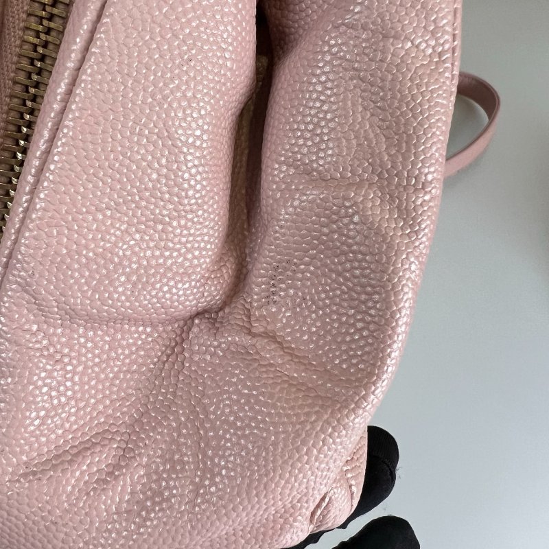 CHANEL 郵差金扣側肩包 荔枝粉 保卡款24開-7