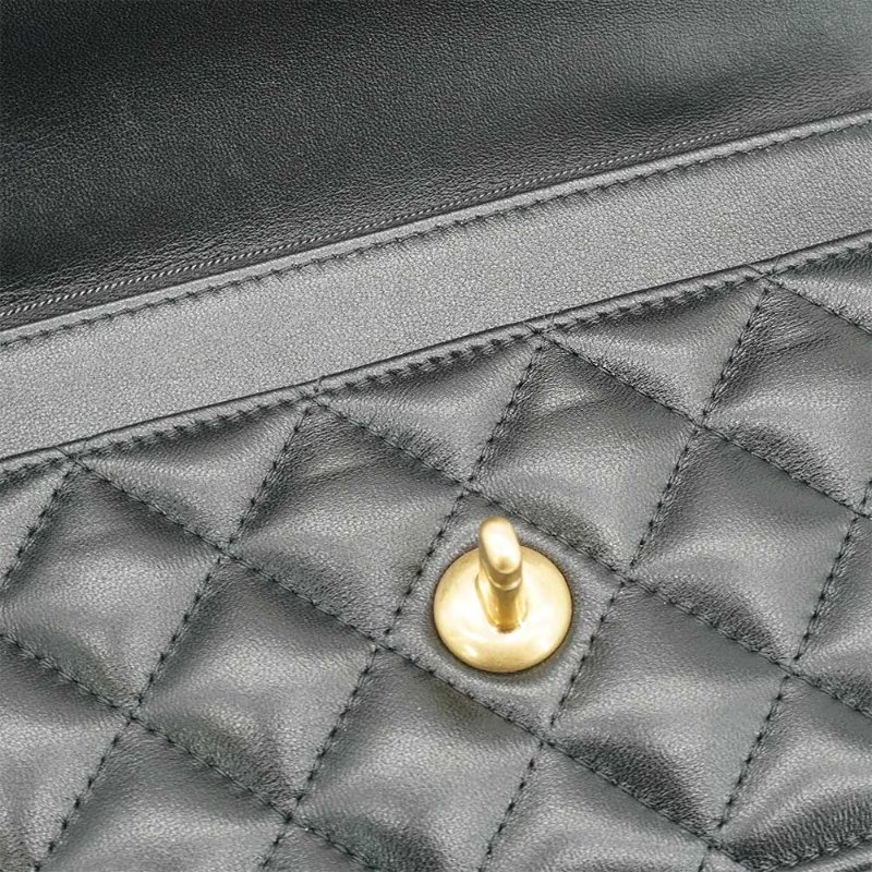 Chanel 展示品 菱格羊皮金手柄皮穿鍊Woc斜背包(AP3664-黑)-6