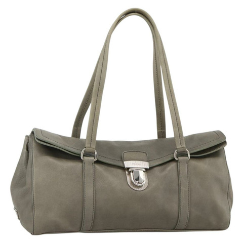 PRADA 灰色銀色皮革肩背包 正品 YKZ1610SAM