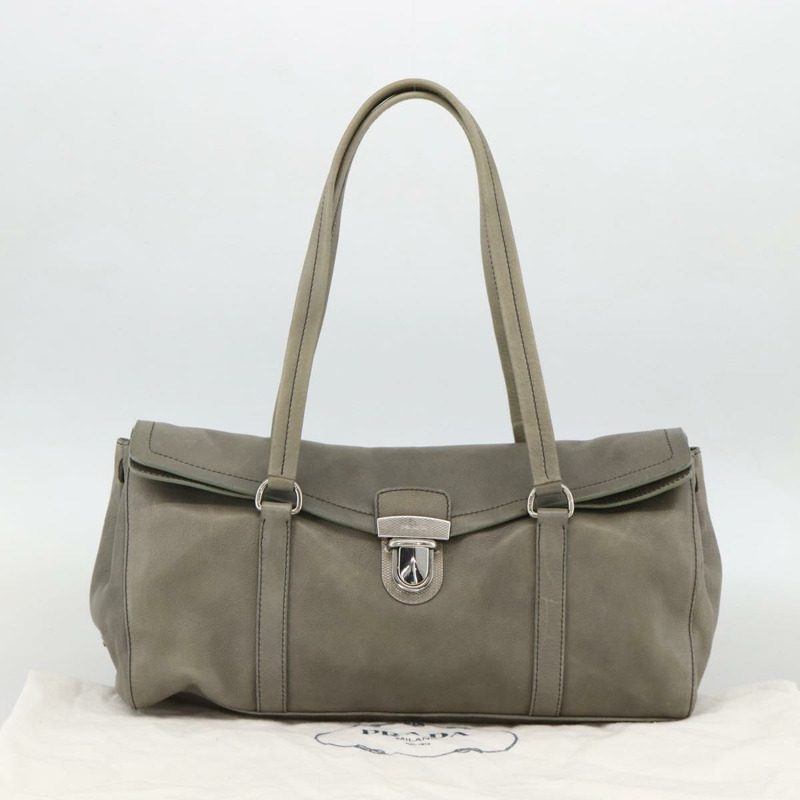 【日本直送】PRADA 灰色銀色皮革肩背包 正品 YKZ1610SAM-11