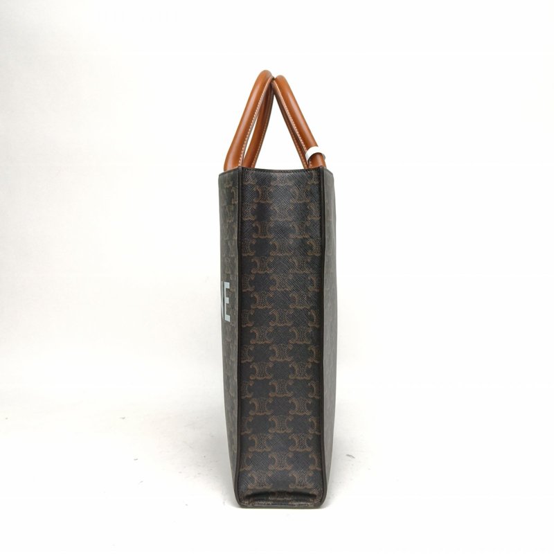 CELINE Cabas豎款手袋小號凱旋門印花褐色人造革肩背包-1