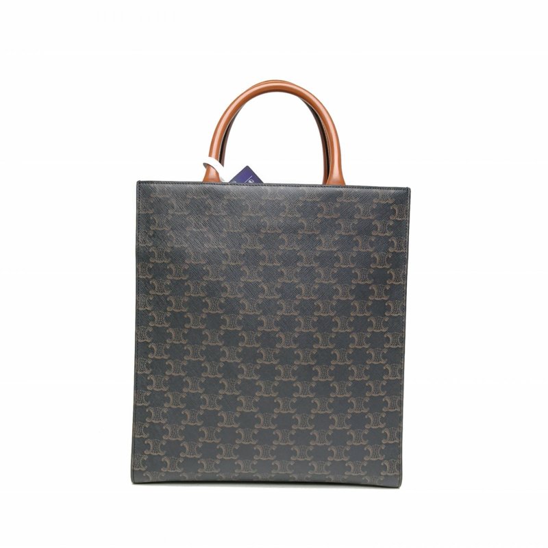 CELINE Cabas豎款手袋小號凱旋門印花褐色人造革肩背包-2