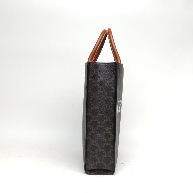 CELINE Cabas豎款手袋小號凱旋門印花褐色人造革肩背包-3