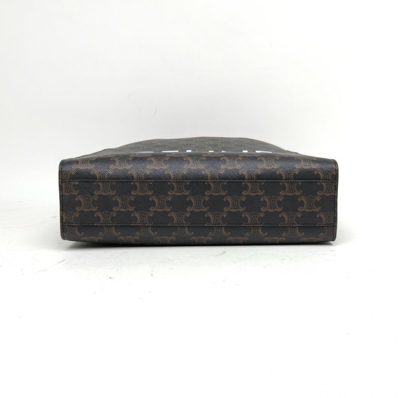 CELINE Cabas豎款手袋小號凱旋門印花褐色人造革肩背包-4