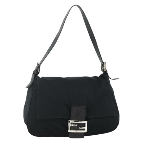 FENDI Mamma Baguette 肩背包 尼龍 黑色 銀色 正品 YKZ1595A