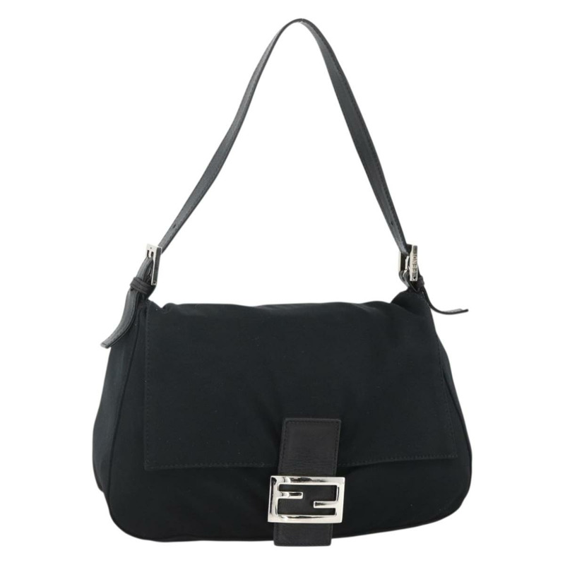 【日本直送】FENDI Mamma Baguette 肩背包 尼龍 黑色 銀色 正品 YKZ1595A-0