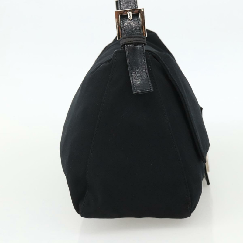 【日本直送】FENDI Mamma Baguette 肩背包 尼龍 黑色 銀色 正品 YKZ1595A-2