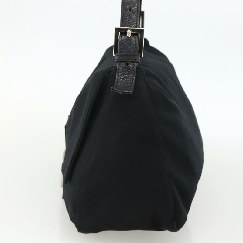 【日本直送】FENDI Mamma Baguette 肩背包 尼龍 黑色 銀色 正品 YKZ1595A-3