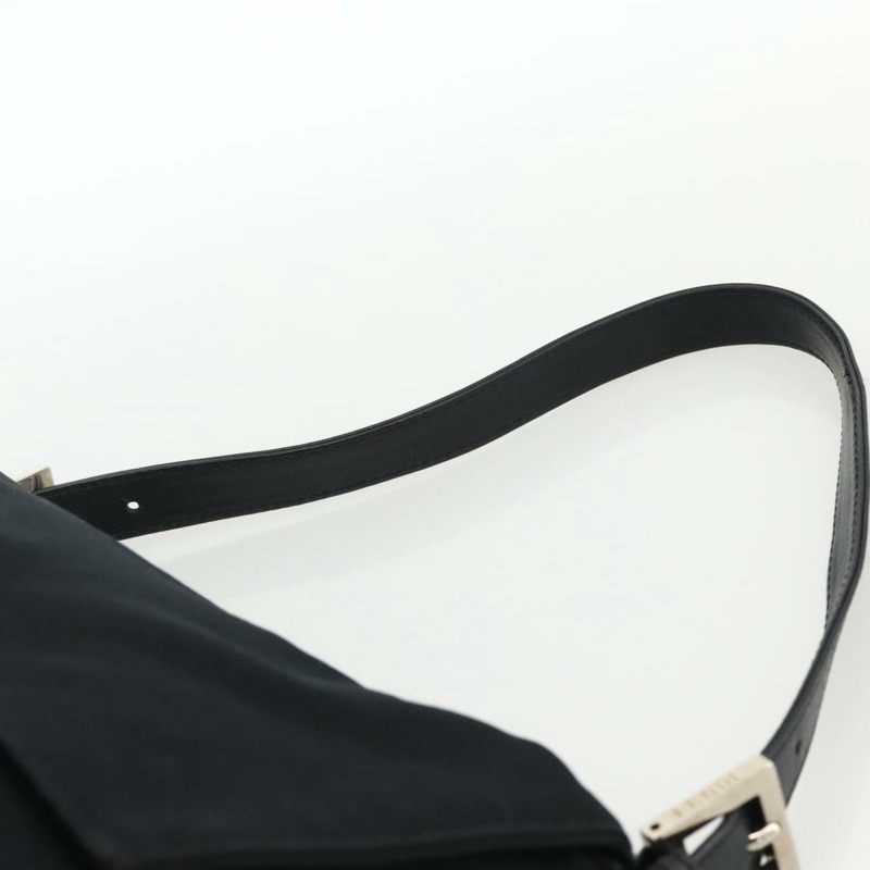【日本直送】FENDI Mamma Baguette 肩背包 尼龍 黑色 銀色 正品 YKZ1595A-7