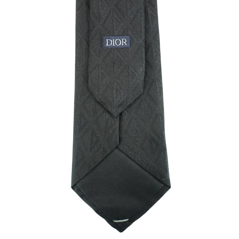 Dior 幾何紋理造型絲稠領帶(黑)-2