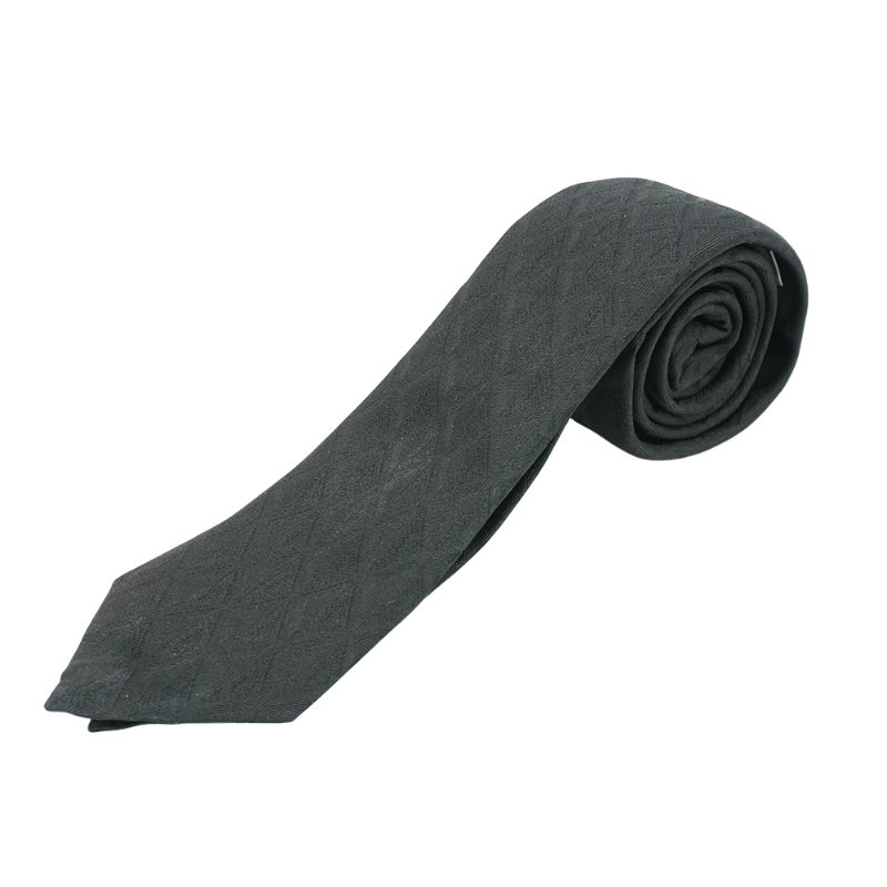 Dior 幾何紋理造型絲稠領帶(黑)-3