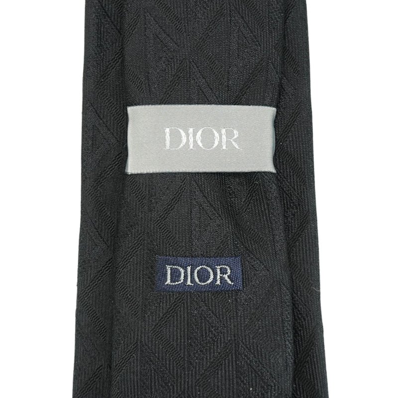 Dior 幾何紋理造型絲稠領帶(黑)-4