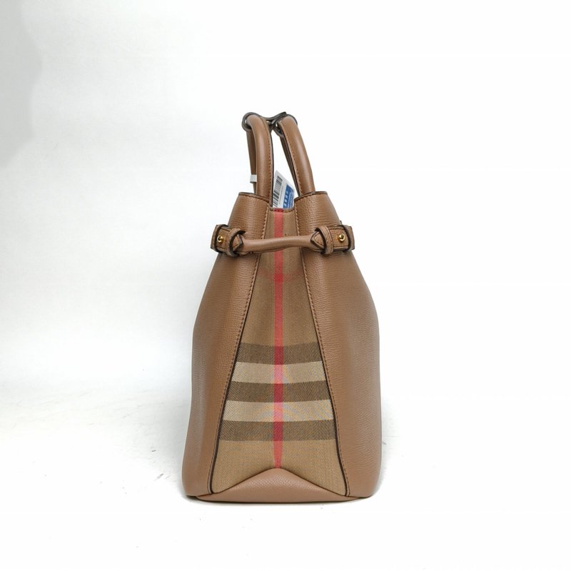 Burberry 棕色牛皮班納手提包大號肩背包-1