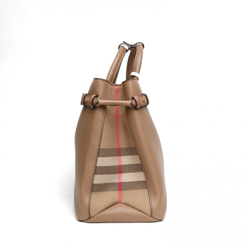 Burberry 棕色牛皮班納手提包大號肩背包-3