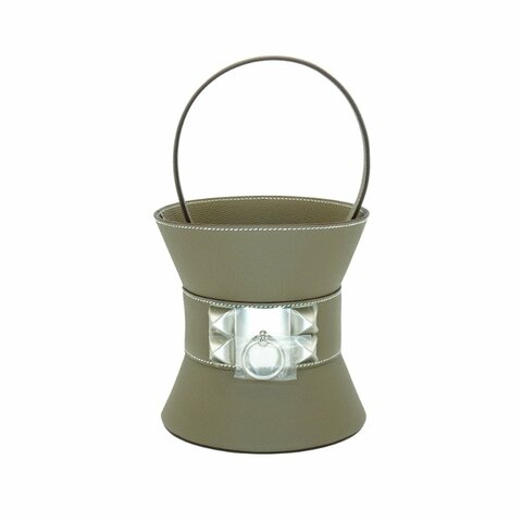 Hermes Mini Medor Epsom 牛皮手提水桶包(大象灰/銀釦)