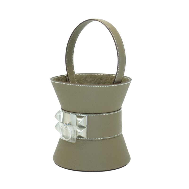 Hermes Mini Medor Epsom 牛皮手提水桶包(大象灰/銀釦)-1