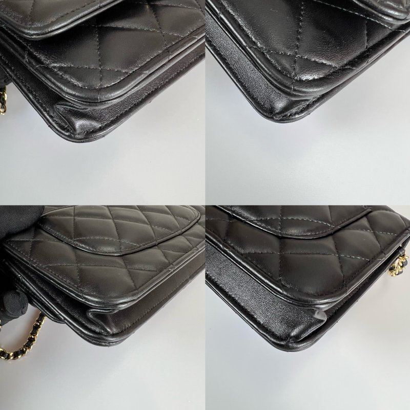 CHANEL WOC肩背包 羊皮黑金 AP0250/晶片款-8