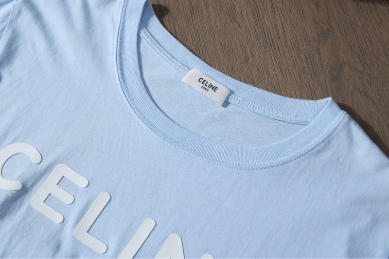 Celine淺藍色字母T恤-1