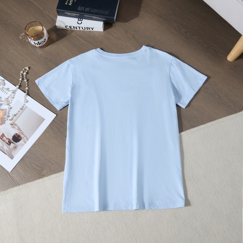 Celine淺藍色字母T恤-5