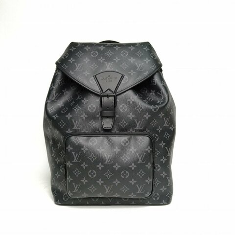 LOUIS VUITTON 黑色PVC晶片Montsouris黑武士抽繩開合雙肩包肩背包