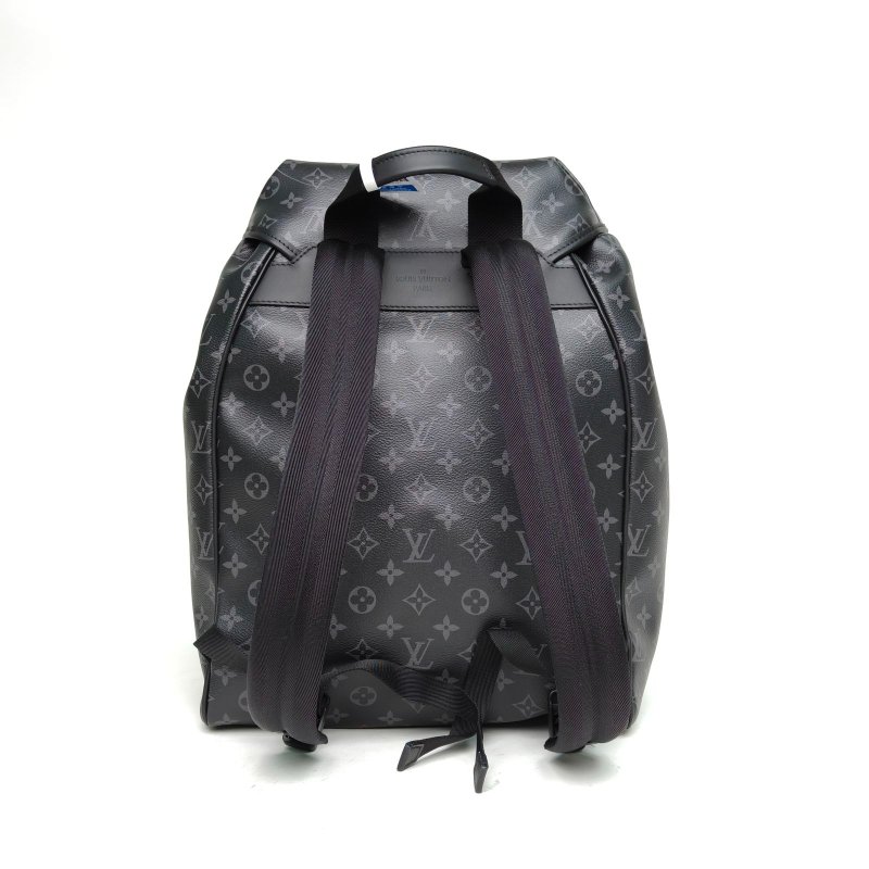 LOUIS VUITTON 黑色PVC晶片Montsouris黑武士抽繩開合雙肩包肩背包-2