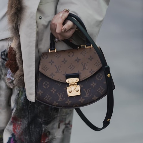 🪭 路易威登LOUIS VUITTON Tilsitt 扇形扇子包拼色PVC 金扣晶片包經典老花配色