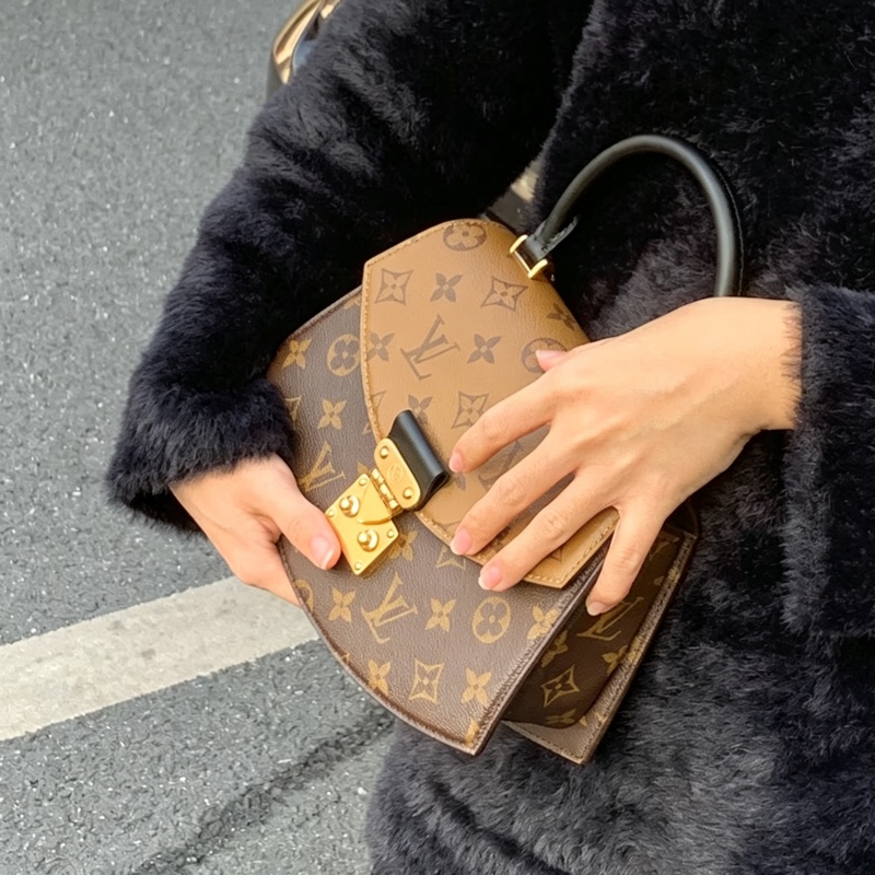 🪭 路易威登LOUIS VUITTON Tilsitt 扇形扇子包拼色PVC 金扣晶片包經典老花配色-27